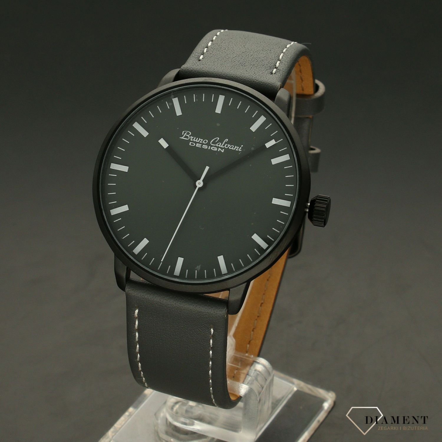 Zegarek męski na pasku Bruno Calvani 'Szary design' BC90680 GREY. Zegarek męski zachowany w eleganckiej szarej kolorystyce. Zegarek z mechanizmem kwarcowym, zasilany za pomocą baterii. ✓ Autoryzowany sklep✓ (2).jpg